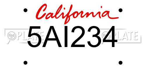 5AI234 California License Plate