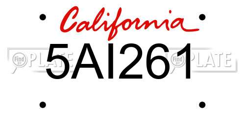5AI261 California License Plate