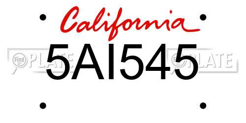 5AI545 California License Plate