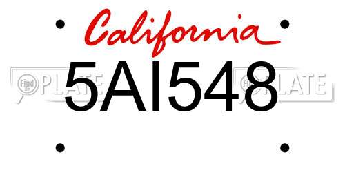 5AI548 California License Plate