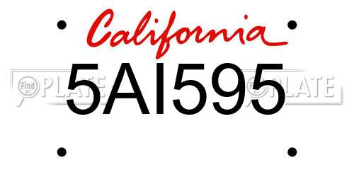 5AI595 California License Plate