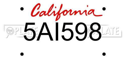 5AI598 California License Plate