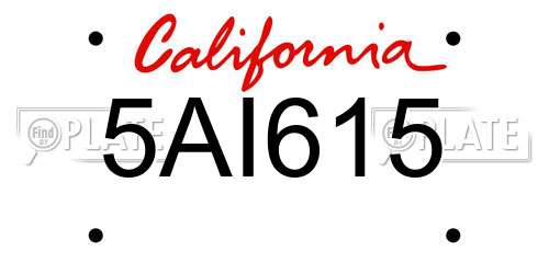 5AI615 California License Plate