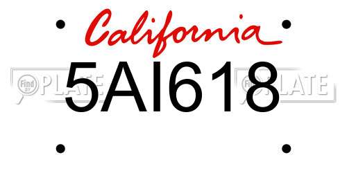 5AI618 California License Plate
