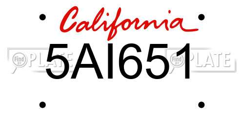 5AI651 California License Plate