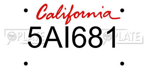 5AI681 California License Plate
