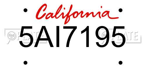 5AI7195 California License Plate