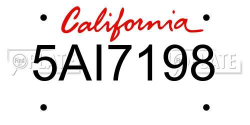 5AI7198 California License Plate