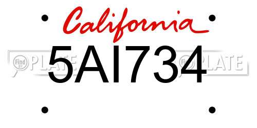 5AI734 California License Plate