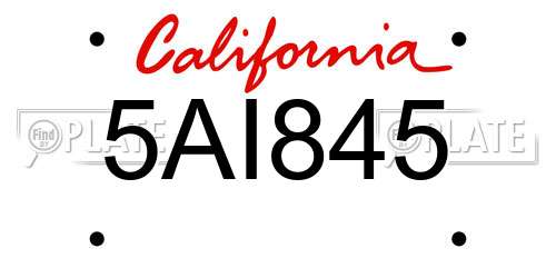 5AI845 California License Plate