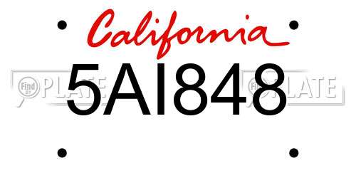 5AI848 California License Plate