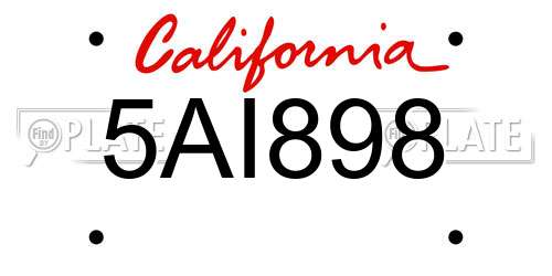 5AI898 California License Plate