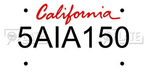 5AIA150 California License Plate