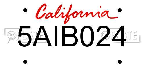5AIB024 California License Plate