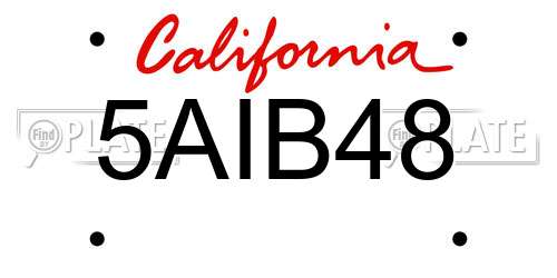 5AIB48 California License Plate