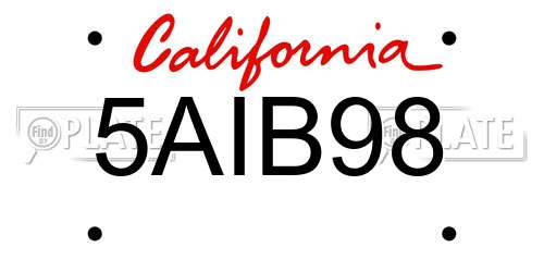 5AIB98 California License Plate