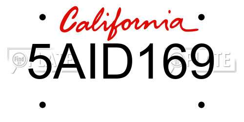 5AID169 California License Plate