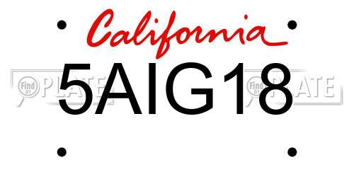 5AIG18 California License Plate