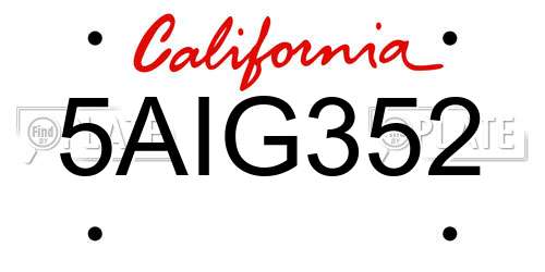 5AIG352 California License Plate