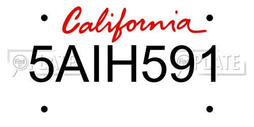 5AIH591 California License Plate