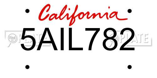 5AIL782 California License Plate