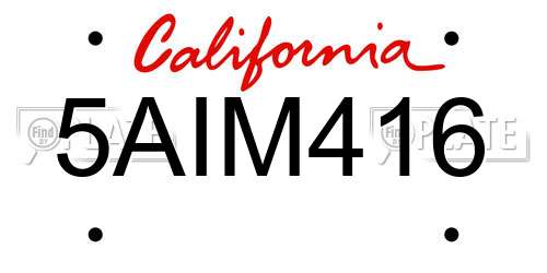 5AIM416 California License Plate