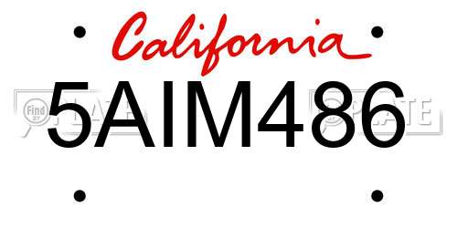 5AIM486 California License Plate