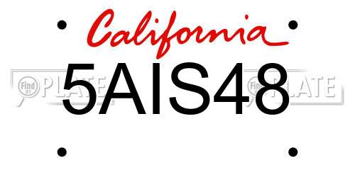 5AIS48 California License Plate