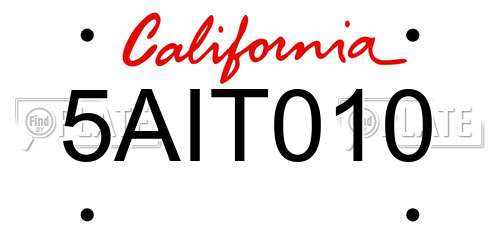 5AIT010 California License Plate