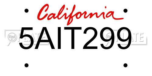 5AIT299 California License Plate