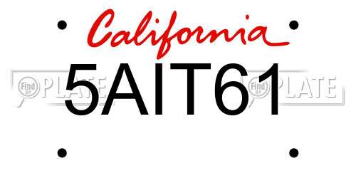 5AIT61 California License Plate