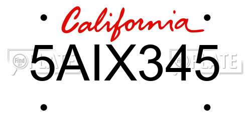 5AIX345 California License Plate