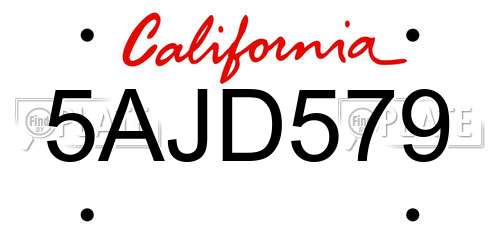 5AJD579 California License Plate