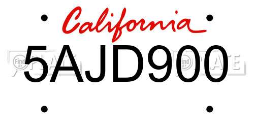5AJD900 California License Plate