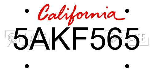 5AKF565 California License Plate