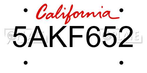 5AKF652 California License Plate