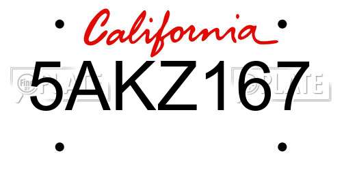 5AKZ167 California License Plate