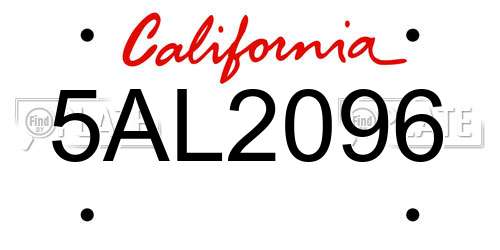 5AL2096 California License Plate