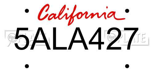 5ALA427 California License Plate