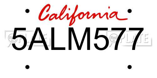 5ALM577 California License Plate