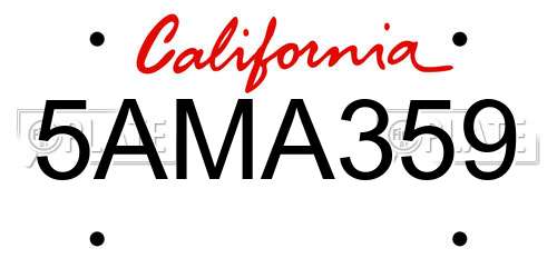 5AMA359 California License Plate