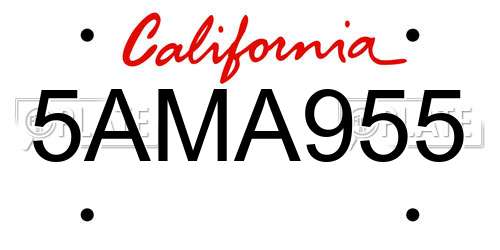 5AMA955 California License Plate