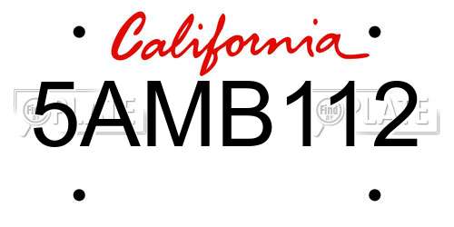 5AMB112 California License Plate
