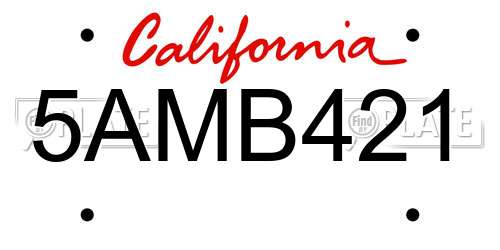 5AMB421 California License Plate