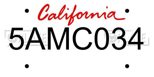 5AMC034 California License Plate