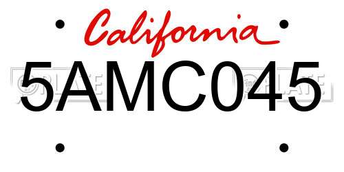 5AMC045 California License Plate