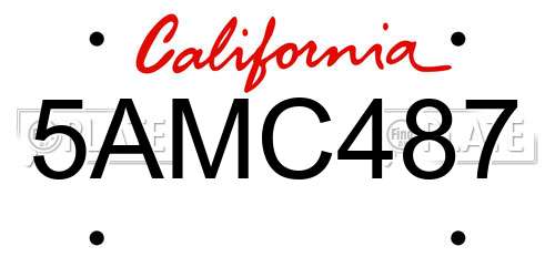 5AMC487 California License Plate