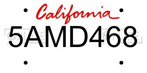 5AMD468 California License Plate