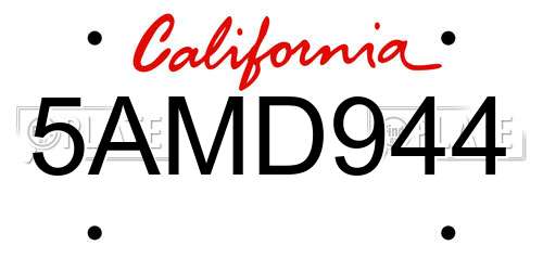 5AMD944 California License Plate