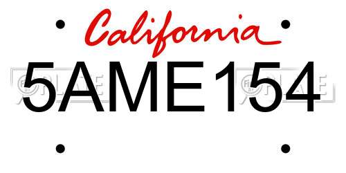 5AME154 California License Plate